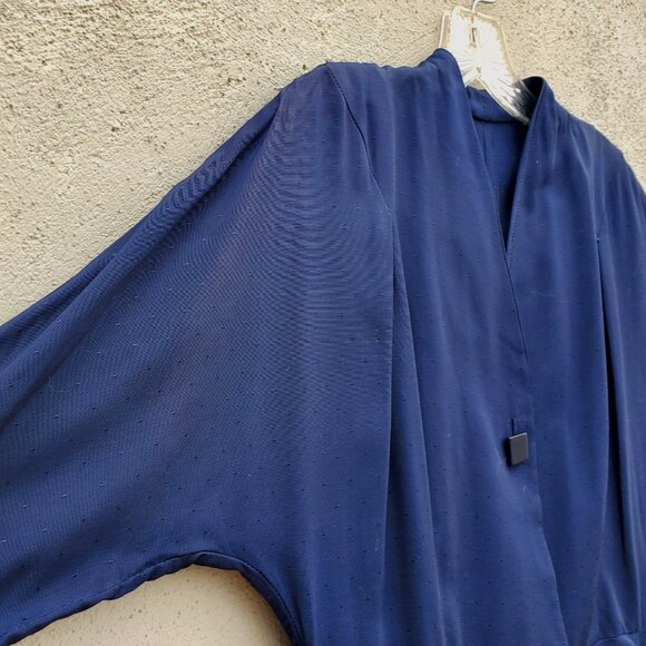 Vintage 1940s Navy Blue Rayon Wiggle Dress Curvy Hourglass 10 12 - Picture 11 of 12